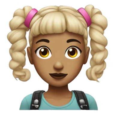 Tattooed girl with space buns and side bang sticker