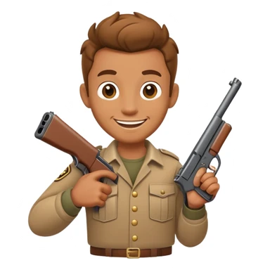 Cartoon character named Doddieman holding a gun sticker