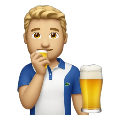 Lacoste white friends man drinking beer with blue polo shirt sticker