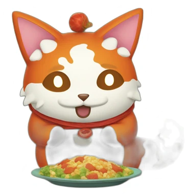 Jibanyan eating komasan sticker