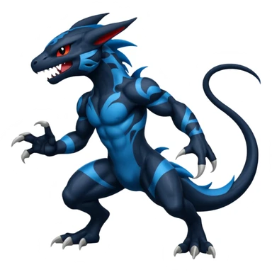 Black and Blue Venom-Stitch-Zekrom-Salandit-Sneasel-fusion, full body, tribal markings  sticker
