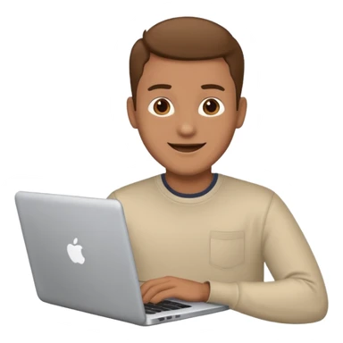 happy man on laptop with light brown skin color , sticker
