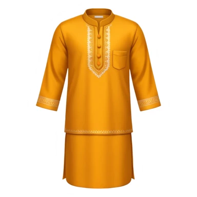 A 3D cartoon traditional kurta and pajama set folded neatly, soft warm tone, smooth fabric texture, Memoji-style look. sticker