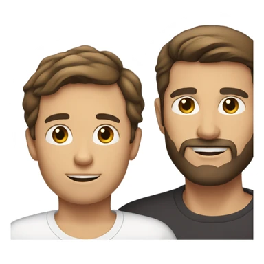 Handsome Father 40s with short full beard and Son 13s brunette fair skin portrait sticker