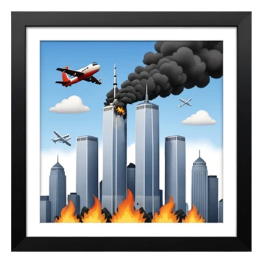 İkiz kuleler çarpan uçak sticker