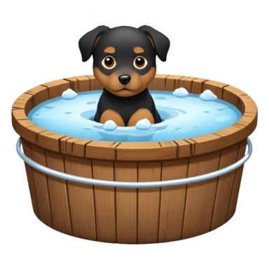 ice bath with a dog in id from wood round sticker