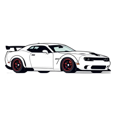 A cool and fast car with a hellcat logo that’s white sticker