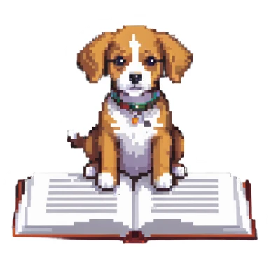 Dog with paws on an open book sticker
