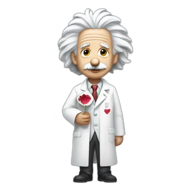  Einstein wearing a white coat with a bleeding heart in his hands sticker