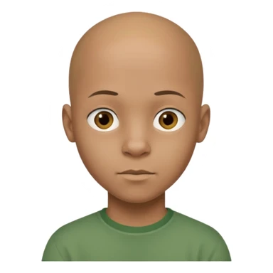 14-year-old bald African-European mixed boy in green shirt neutral expression sticker
