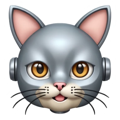 robot looking surprised with cat ears and looks funny sticker
