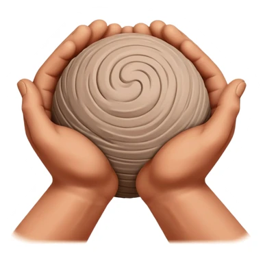 two hands kneading a ball of clay sticker