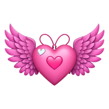 neon heart with a pink bow with heart pattern on the bow, with wings sticker