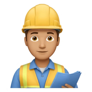 Male engineer with yellow helmet and blueprint sticker
