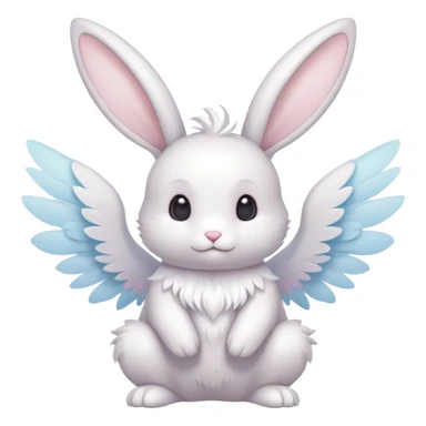 White pastel divine winged angelic furry bunny-fairy-Fakémon-Minccino-hybrid-fusion (full body) sticker