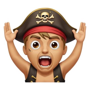 A pirate who is screaming in fear with his hands up sticker