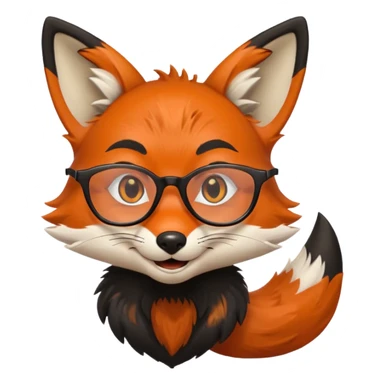grinning fox caricature hacker side profile, black fur sticker