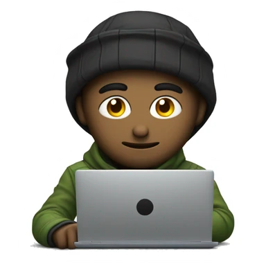 Hacker sitting behind his laptop sticker