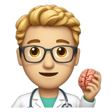 Doctor with brain in his hand sticker