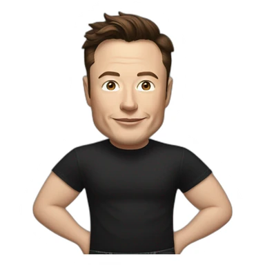 Elon musk in black tee and black jeans sticker