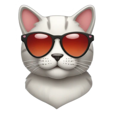 cool cat with heart shades sticker
