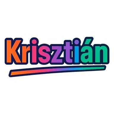 Krisztián name in modern colorful gradient font with dark outline, partially or fully underlined with dynamic slanted underline, transparent background, in the style of the sample images sticker
