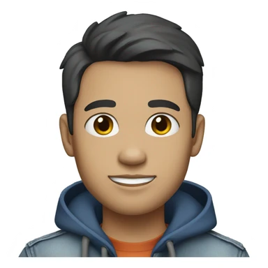 boy, 35 years old, black short hair, gray jacket, white skin tone, blue jeans sticker