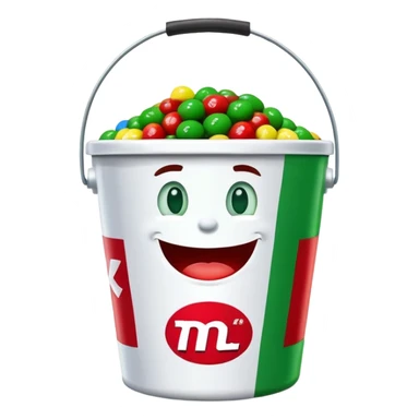 KFC bucket with a green M&M character sitting inside it sticker