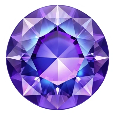 Round brilliant cut tanzanite gemstone with holographic iridescence showing blue and purple hues sticker
