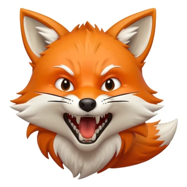 Angry Fox mouth open, scary teeth, side view sticker