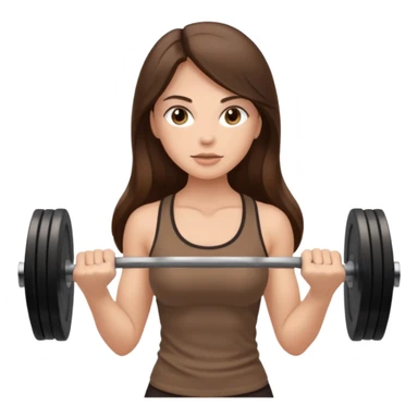 Brunette long hair lady with brown clothes lifting weights sticker