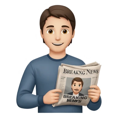 newsies musical emoji of young christian bale holding a newspaper that says breaking news sticker