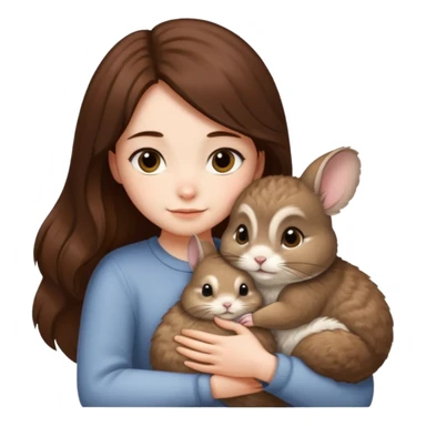 dark chestnut haired girl hugging british golden chinchilla sticker