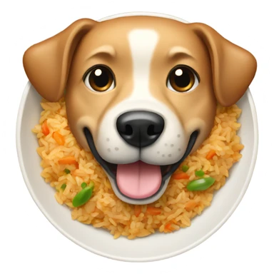 Fried rice with a dog sticker