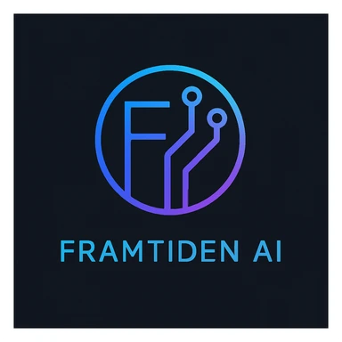 cool, sleek, modern logo for the company 'Framtiden AI', minimalist, tech-inspired, clean lines, futuristic color palette sticker