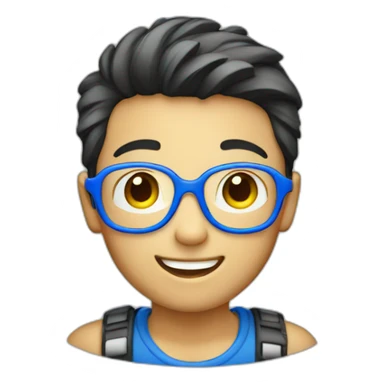 A boy with blue frame glass sticker