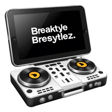un gif texte qui défile  "BREAKSTYLEZ TV"  change de couleur sur fond noir sur le theme dj sticker