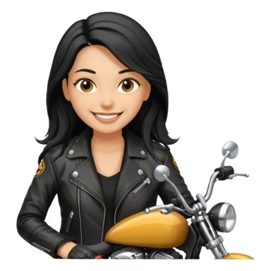 biker girl black long hair  sticker