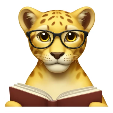 yellow panther with glasses and a book in his hands sticker