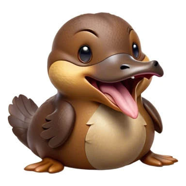 Cinematic Cute Yawning Platypus Portrait Emoji, Head tilted slightly with a dramatic, wide-open yawn, showcasing a soft, textured brown fur with a relaxed duckbill and droopy eyes in drowsy contentment, Simplified yet irresistibly adorable features, highly detailed, glowing with a soft, cozy glow, high shine, relaxed yet expressive, stylized with a touch of quirky charm, bright and endearing, soft glowing outline, capturing the essence of a sleepy yet affectionate platypus, so drowsy it feels like it could float out of the screen and curl up for a nap! sticker