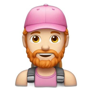 ginger man with long hair in pink cap sticker