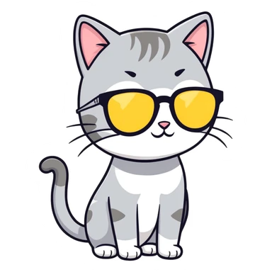 Grey Cat Girl with sunglasses sticker