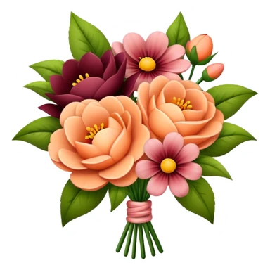Peach and maroon flower bouquet  sticker