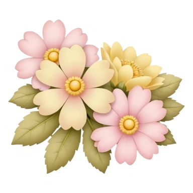 flowers in soft pink, beige and yellow pastel colors sticker
