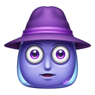 A single purple crystal gemstone character wearing hat,  no mouth no face. two eyes sticker