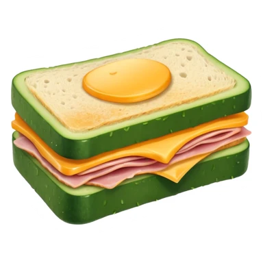 cucumber sandwich without excessive cucumber. with meat in them. bread slightly toasted. and melted cheese sticker