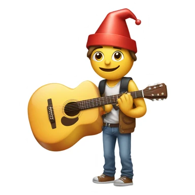 guy holding guitar and iph with party hat  sticker