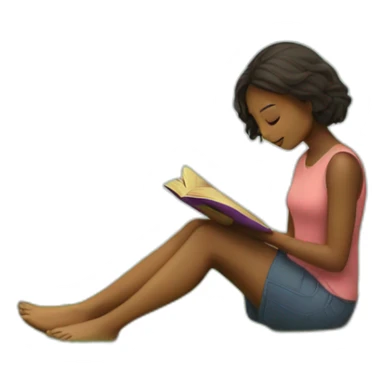 girl reading a book under a tree sticker