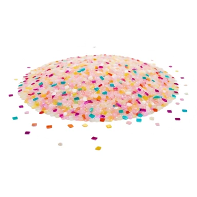 Cinematic Realistic Sparkles & Sprinkles, a delicate swirl of tiny, multicolored sugar confetti and edible glitter, scattered across a smooth reflective surface, each speck glinting under soft ambient light, glowing vibrantly with a dreamy and magical charm. sticker