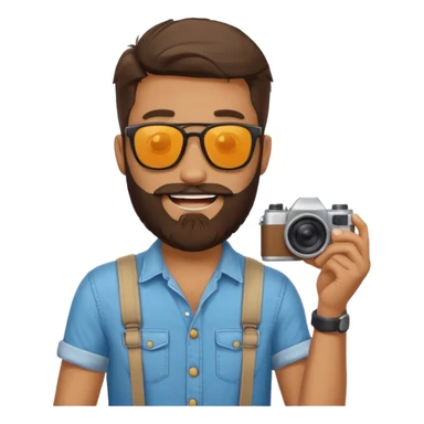 bearded fotographer with summer clothes and sun glasses sticker